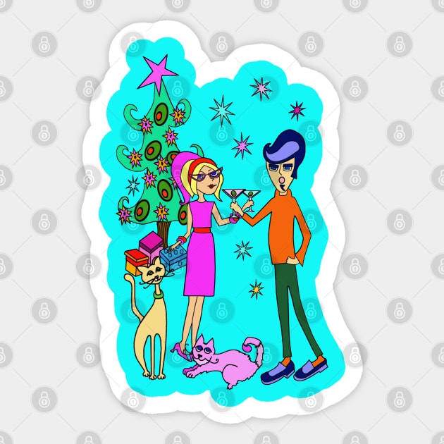 Merry Martini Christmas Sticker by Lynndarakos